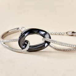 Bracelet Jonc Ceramik Design Argent Céramique Et Oxyde De Zirconium