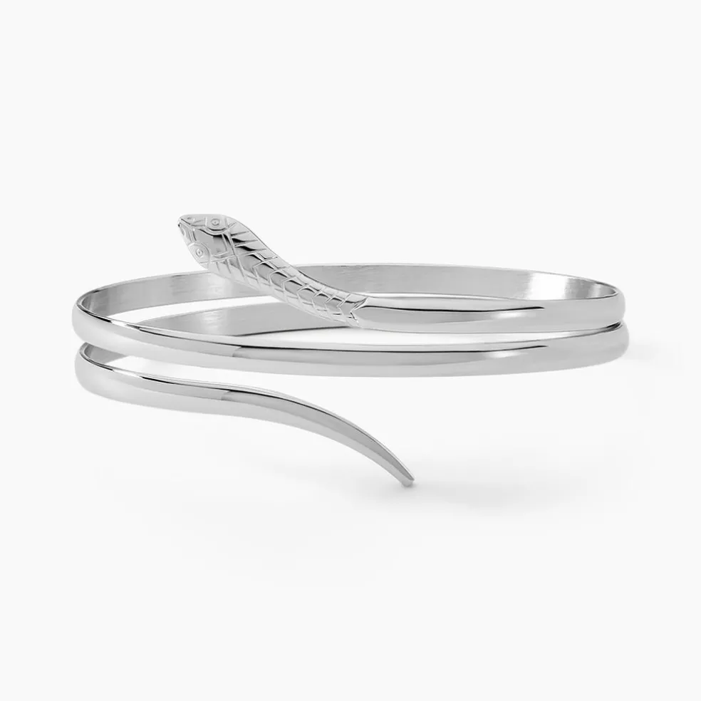 Bracelet Jonc Solitaae Argent Blanc