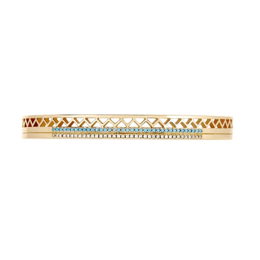Bracelet Jonc Zoila Plaqué Or Pierre De Synthese Et Oxyde