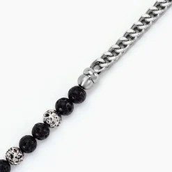 Bracelet Kiyo Acier Blanc Pierre De Lave