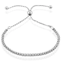Bracelet Nahila Maille Popcorn Argent Blanc