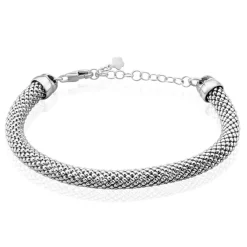 Bracelet Nahila Maille Popcorn Argent Blanc