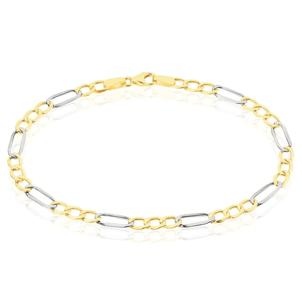 Bracelet Or Bicolore Maille Alternée 1/3