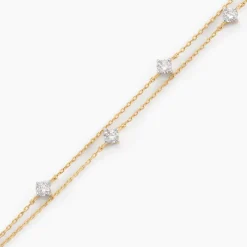 Bracelet Or Jaune Eclat D'etoile Oxyde De Zirconium