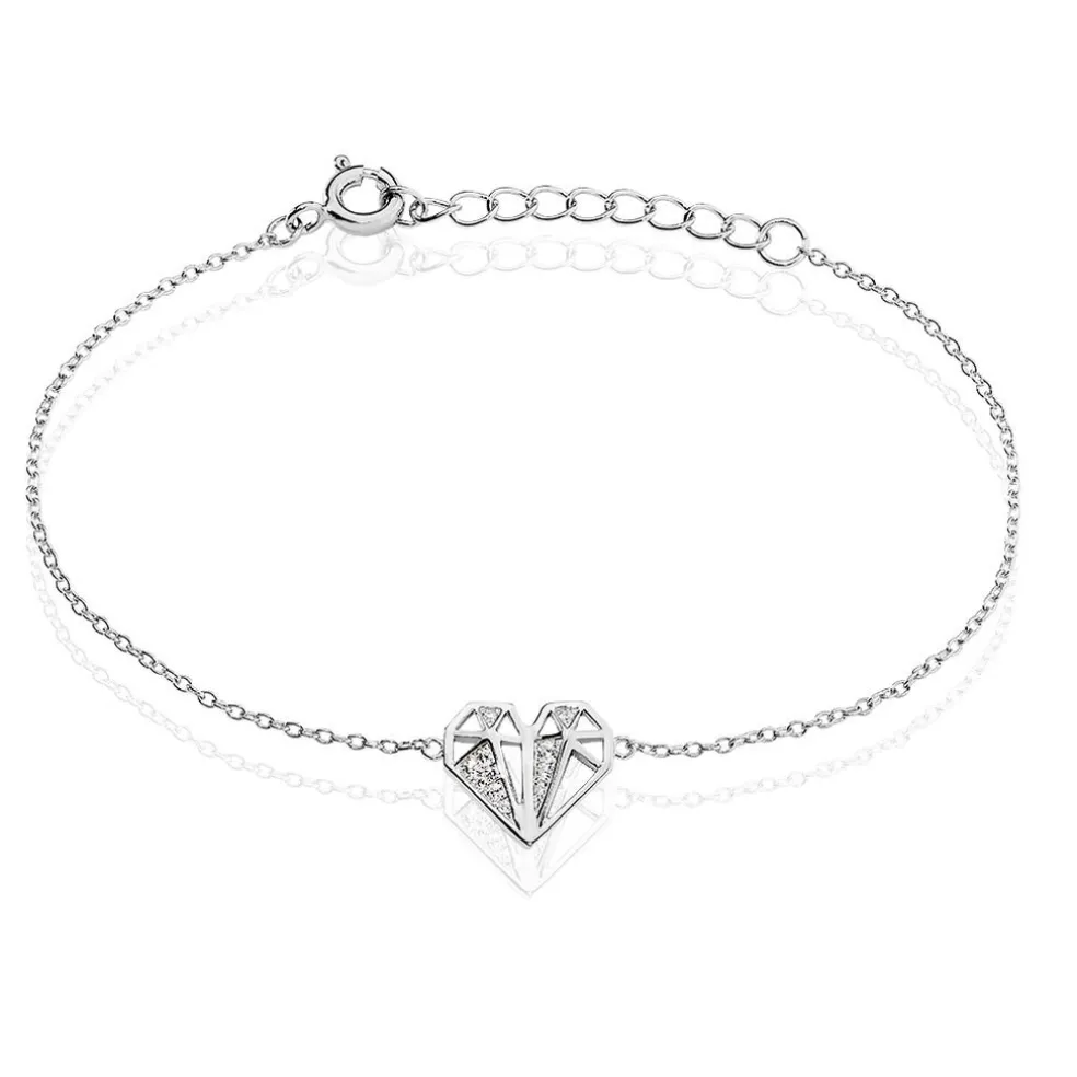 Bracelet Origami Argent Blanc Oxyde De Zirconium