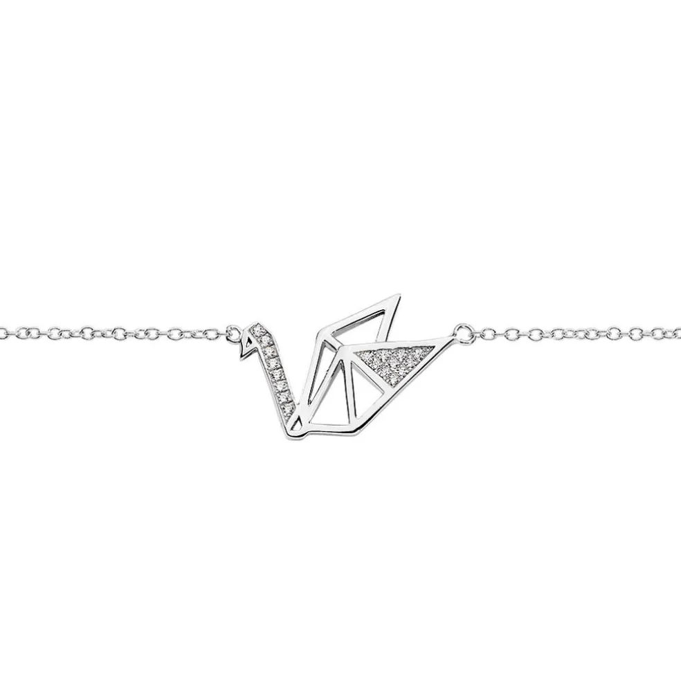 Bracelet Origami Argent Blanc Oxyde De Zirconium