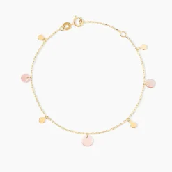Bracelet Pampilles Colorées Or Jaune Nacre