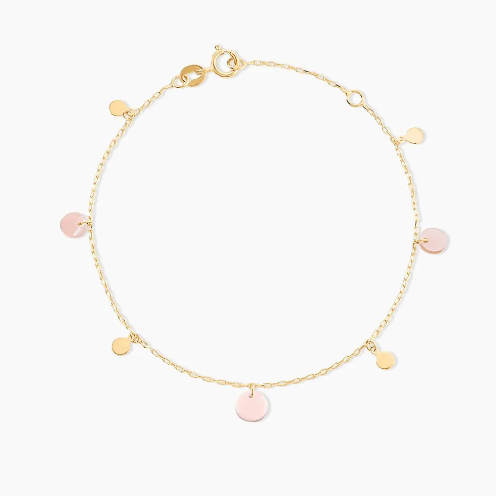 Bracelet Pampilles Colorées Or Jaune Nacre