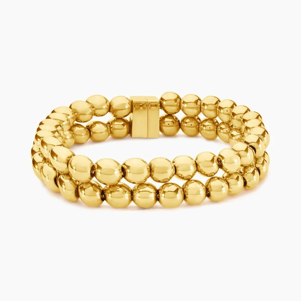 Bracelet Perles Solaires Acier Jaune