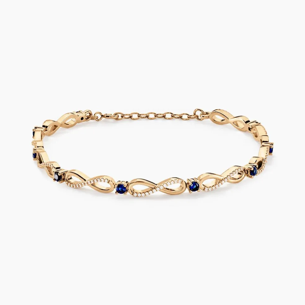Bracelet Plaqué Or Kelian Oxydes De Zirconium Et Pierres Bleues