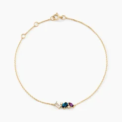 Bracelet Printemps Précieux Or Jaune Topaze Améthyste