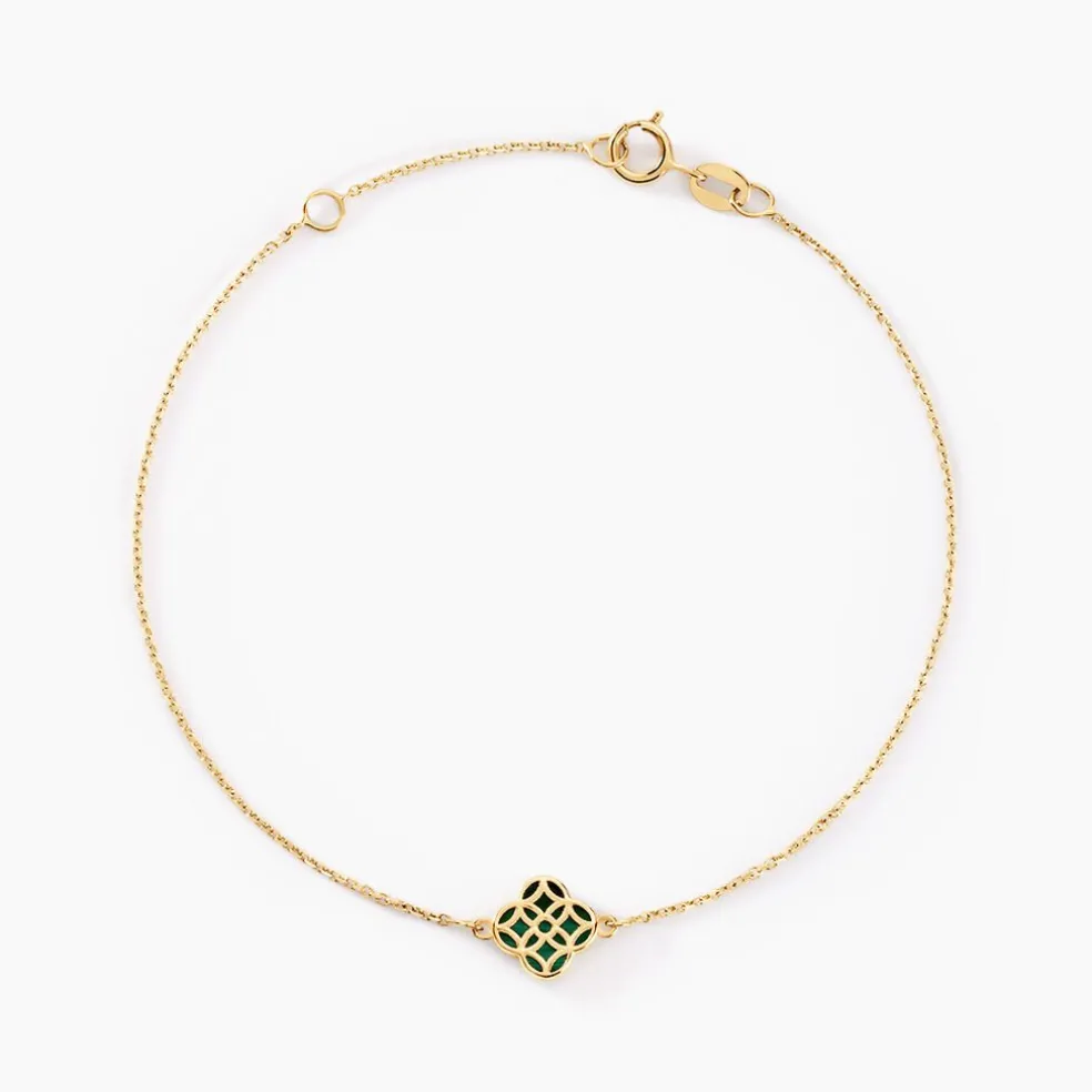 Bracelet Rosalite Or Jaune Malachite