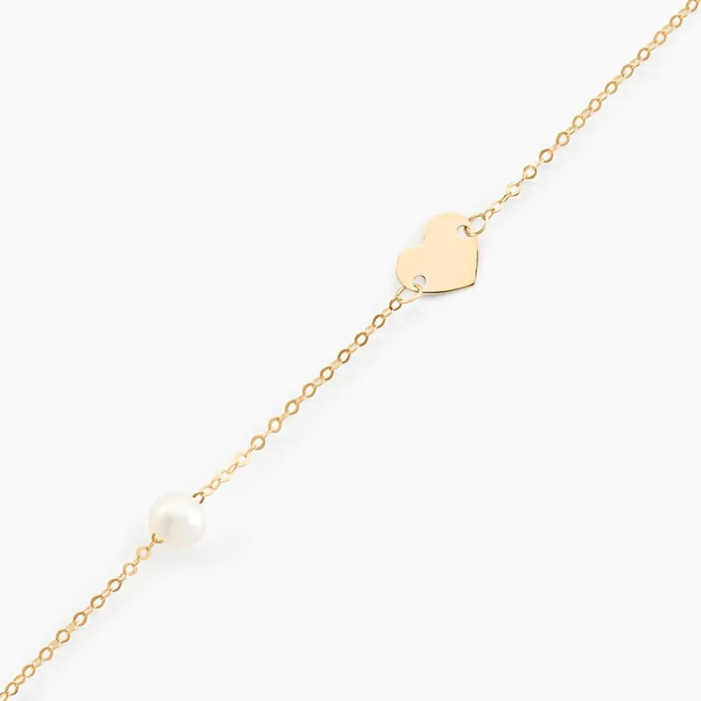 Bracelet Roselena Coeur Or Jaune Perle De Culture