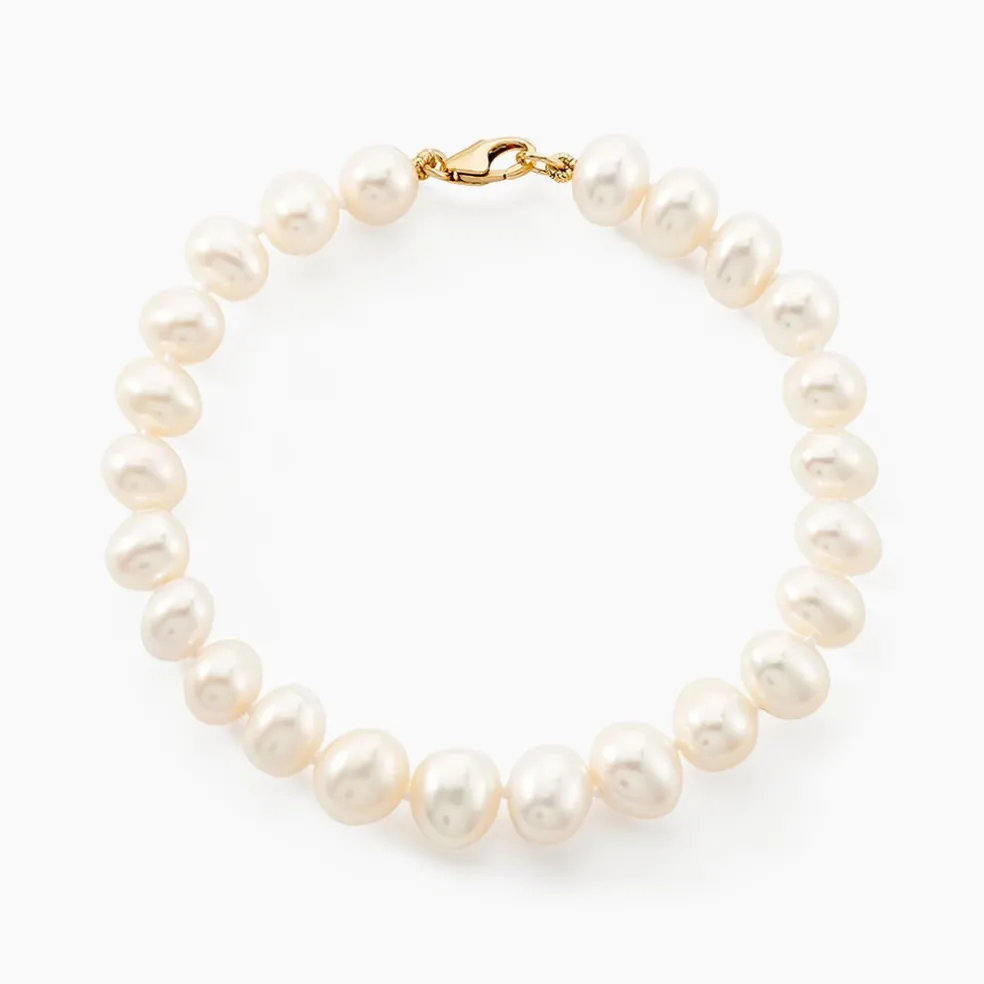 Bracelet Rose-martheae Or Jaune Perle De Culture D'akoya
