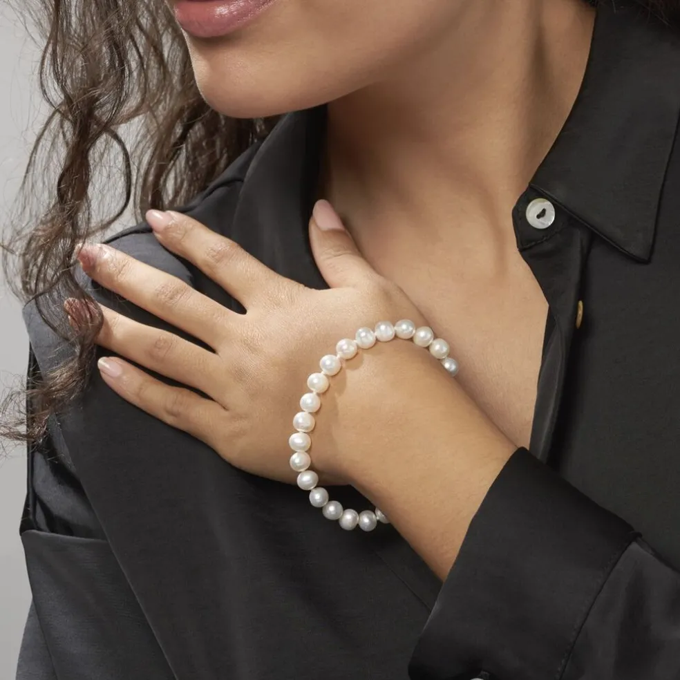 Bracelet Rose-martheae Or Jaune Perle De Culture D'akoya