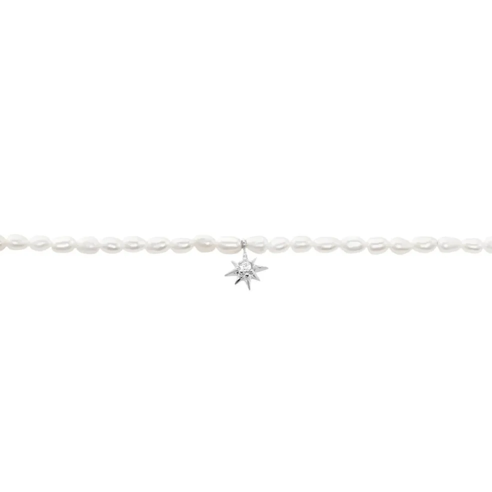 Bracelet Shelah Argent Blanc Perle De Culture Oxyde De Zirconium