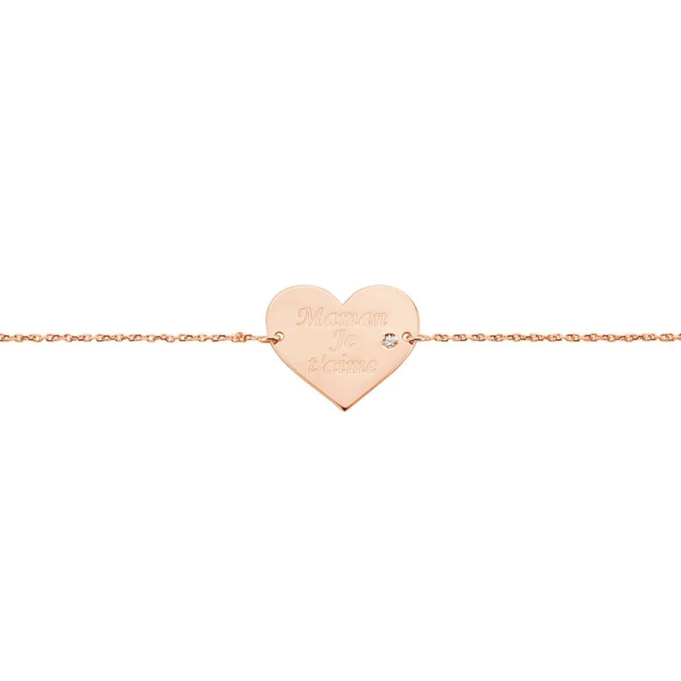 Bracelet Sofia Coeur Or Rose Oxyde De Zirconium