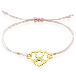 Bracelet Solidaire Lutte Contre Le Cancer Laiton Doré