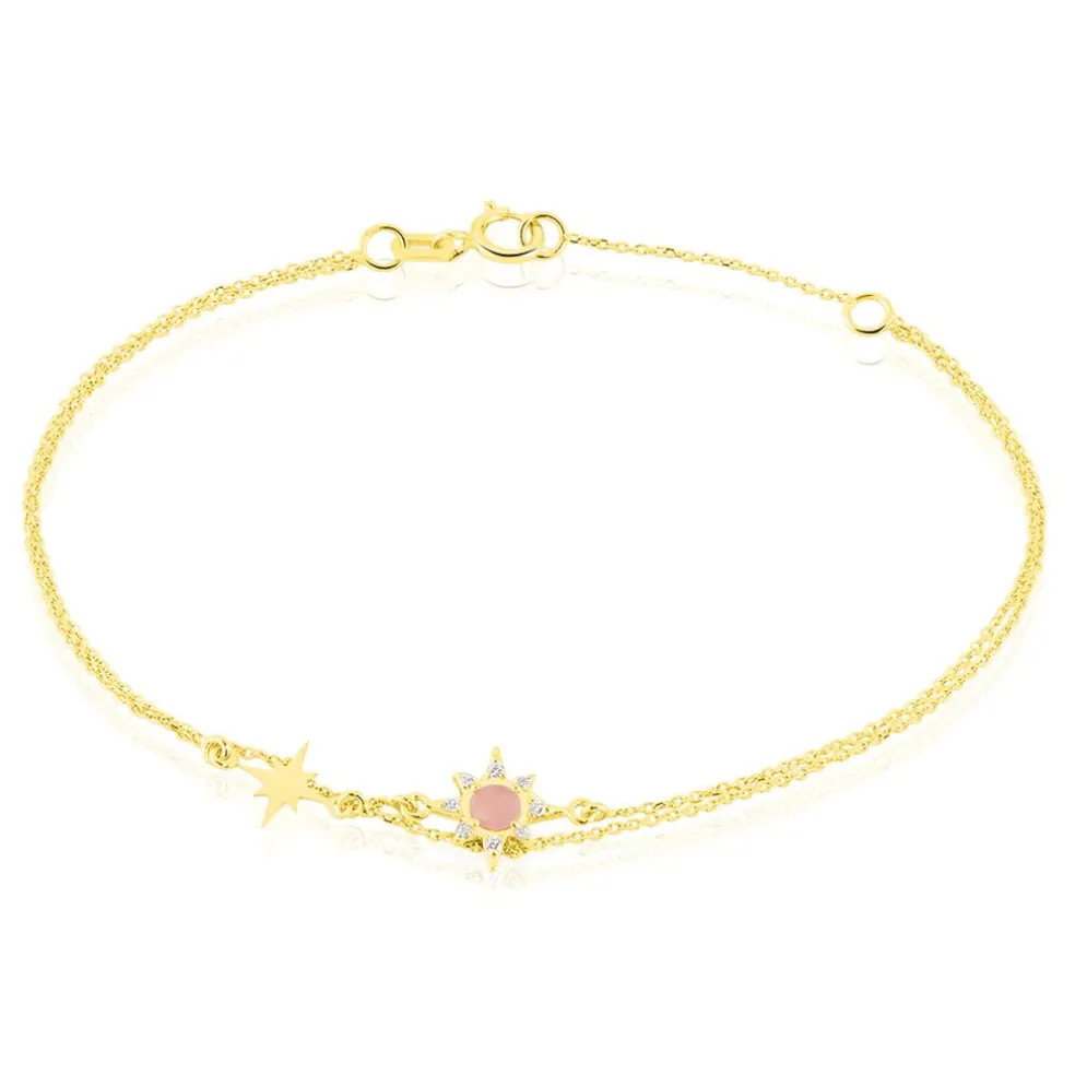 Bracelet Terrie Or Jaune Calcedoine Et Oxyde De Zirconium