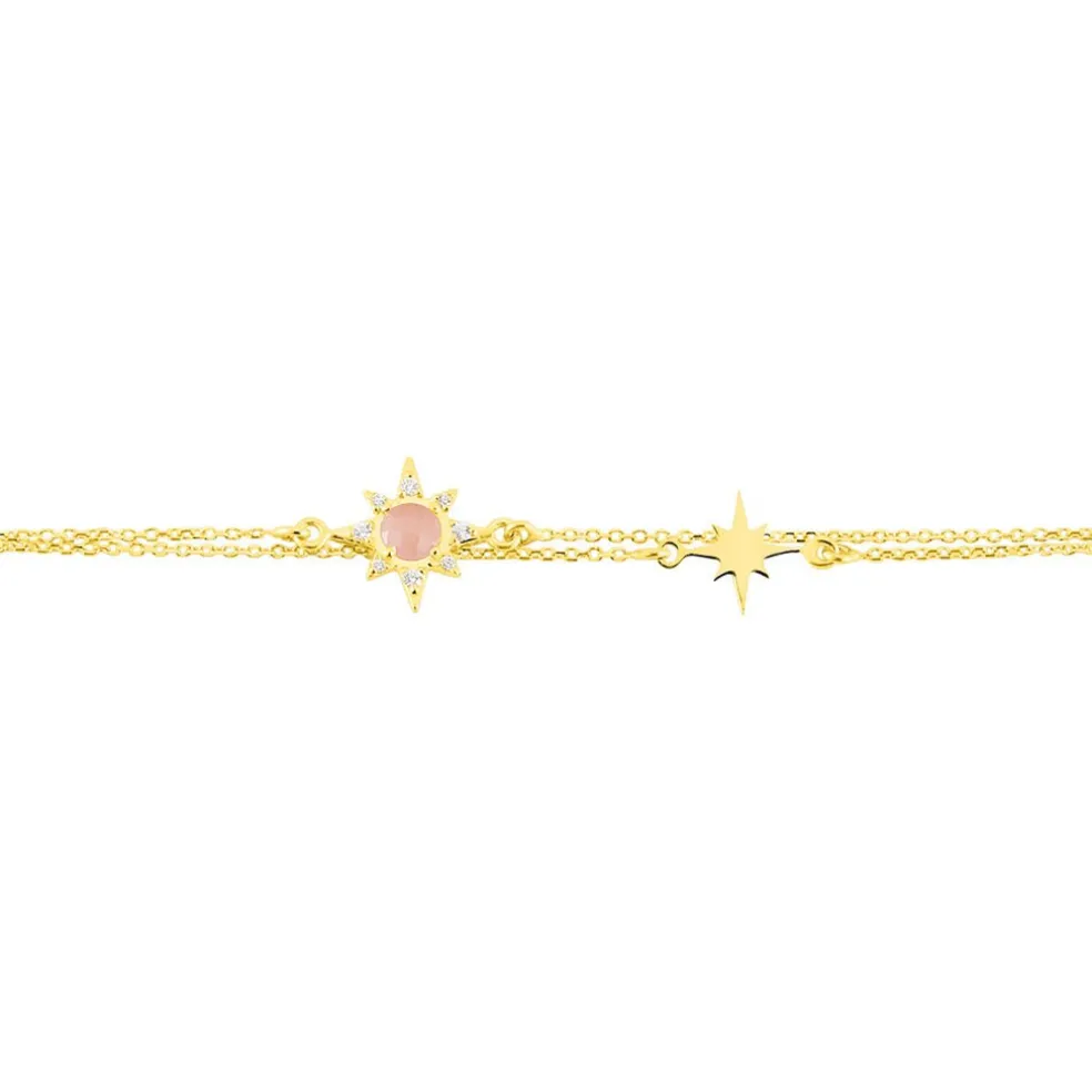 Bracelet Terrie Or Jaune Calcedoine Et Oxyde De Zirconium