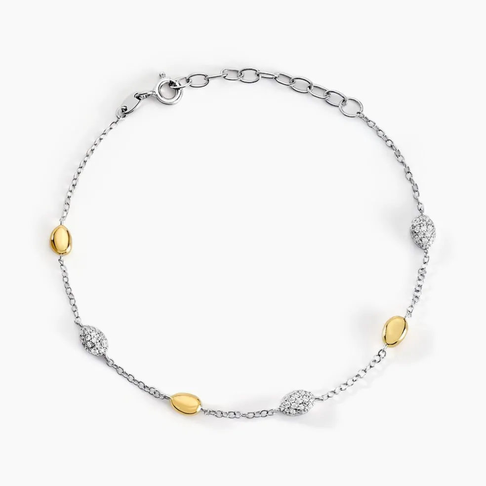 Bracelet Tiwa Argent Bicolore Oxyde De Zirconium