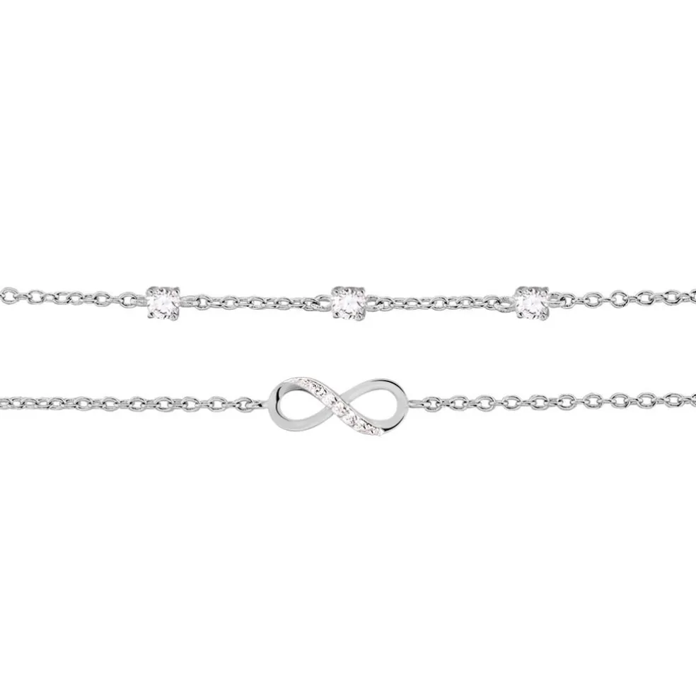 Chaîne De Cheville Aurelio Argent Blanc Oxyde De Zirconium