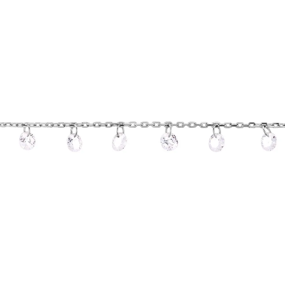 Chaîne De Cheville Carolaine Argent Blanc Oxyde De Zirconium