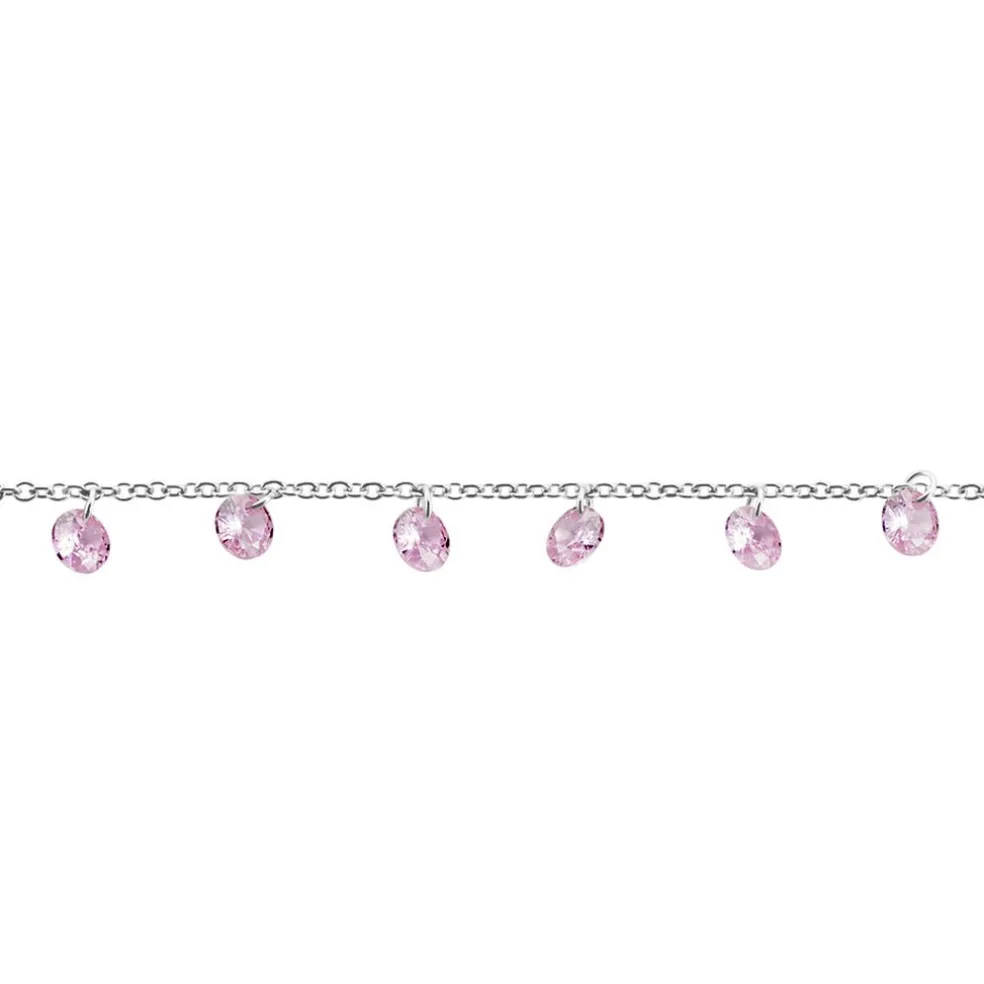 Chaîne De Cheville Carolaine Argent Blanc Oxyde De Zirconium