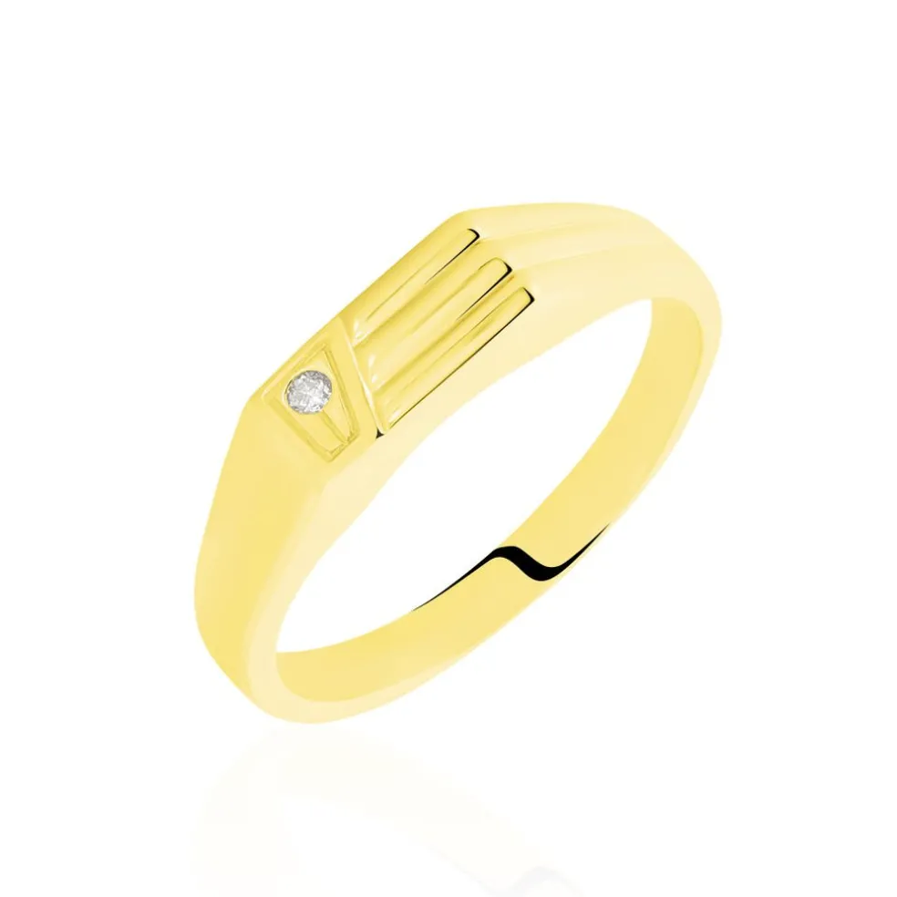 Chevaliere Or Jaune Diomedes Diamant