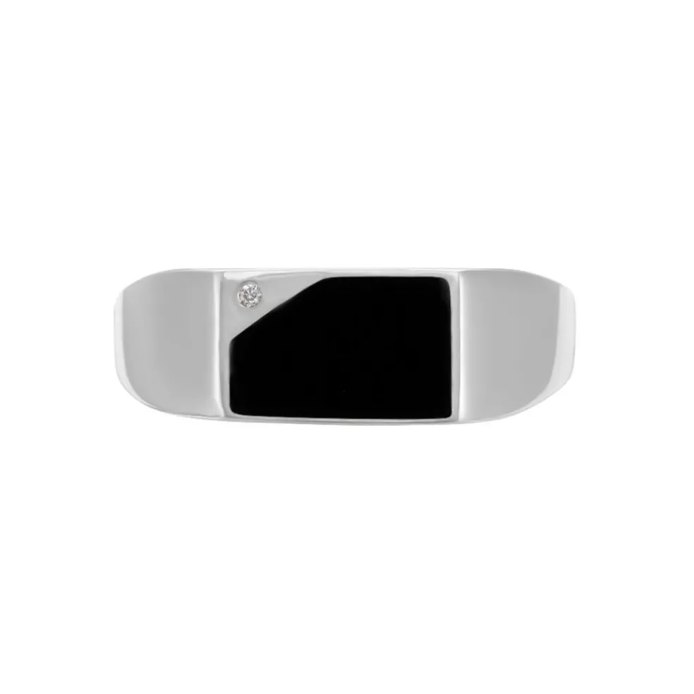 Chevalière Argent Blanc Python Email Et Oxyde De Zirconium