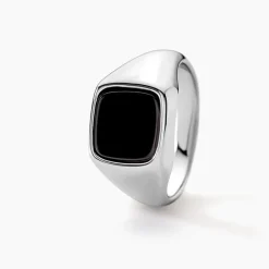 Chevalière Renelia Argent Blanc Blanc Onyx