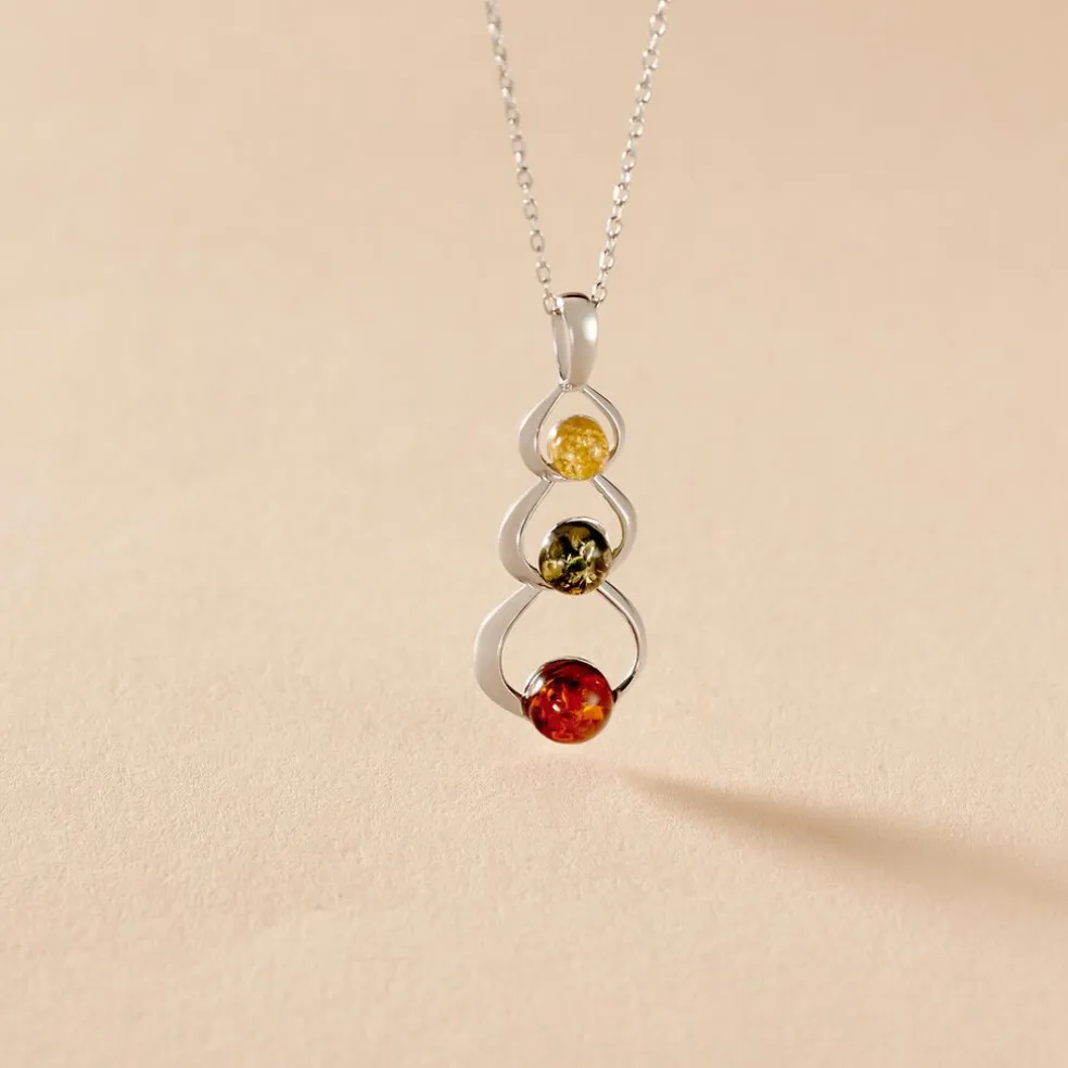 Collier Agneta Argent Blanc Ambre