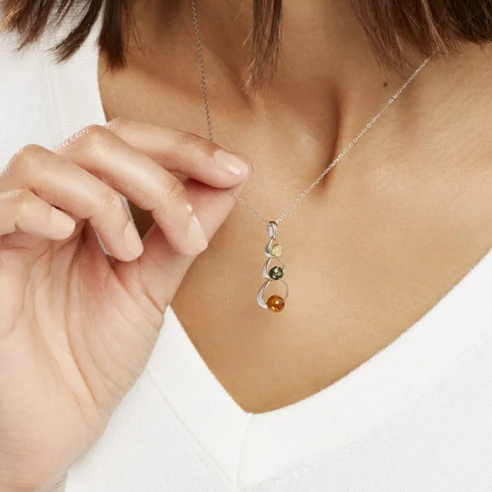Collier Agneta Argent Blanc Ambre