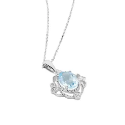 Collier Amance Or Blanc Topaze Et Oxyde De Zirconium