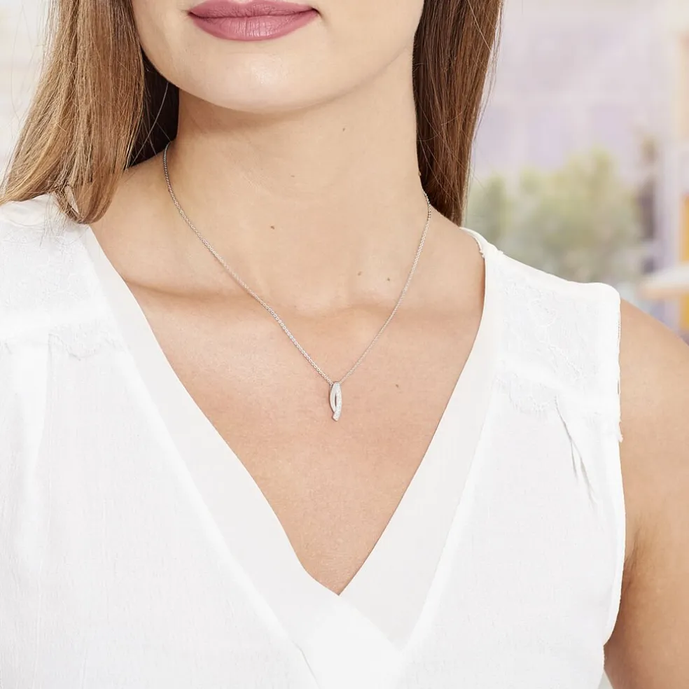 Collier Ange-line Argent Blanc Oxyde De Zirconium