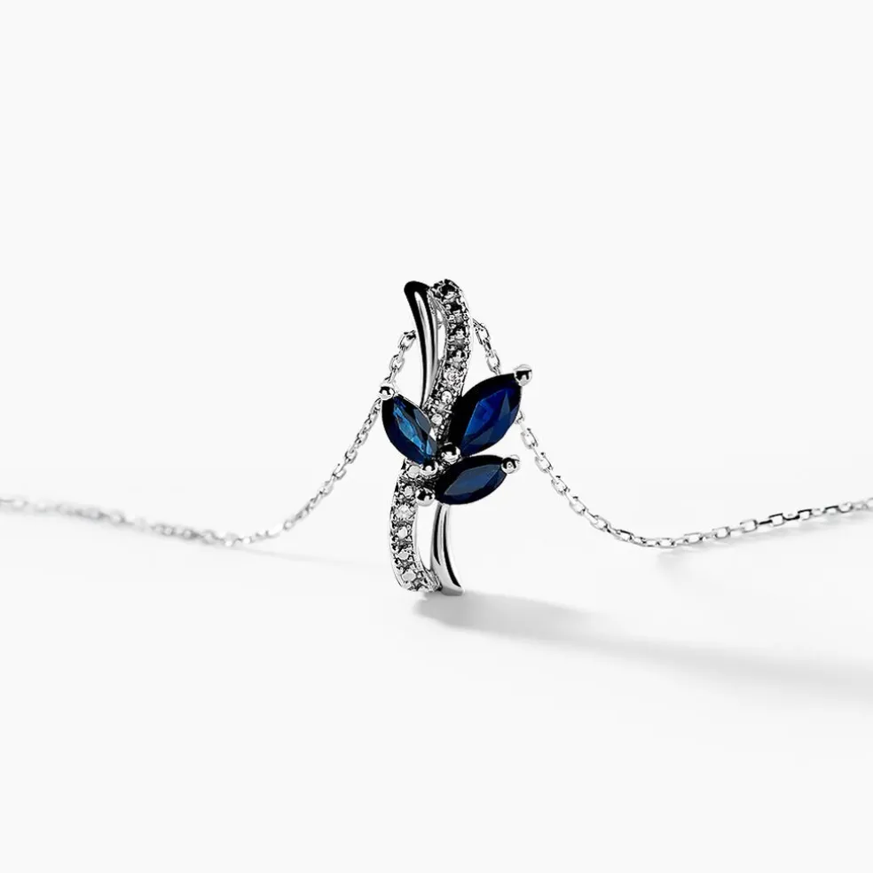 Collier Angie Or Blanc Saphir Diamant