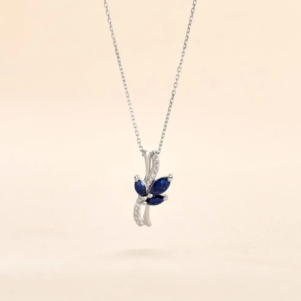 Collier Angie Or Blanc Saphir Diamant