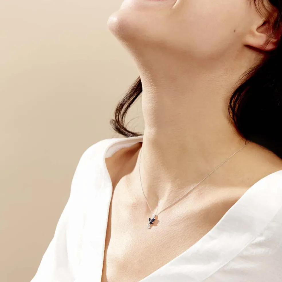 Collier Angie Or Blanc Saphir Diamant