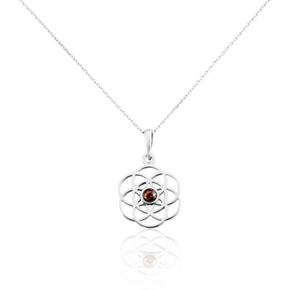 Collier Argent Blanc Aeson Ambre