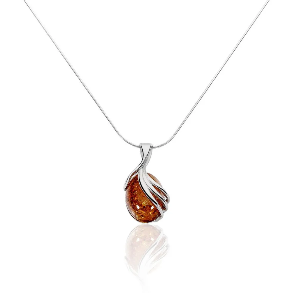 Collier Argent Blanc Aleina Ambre