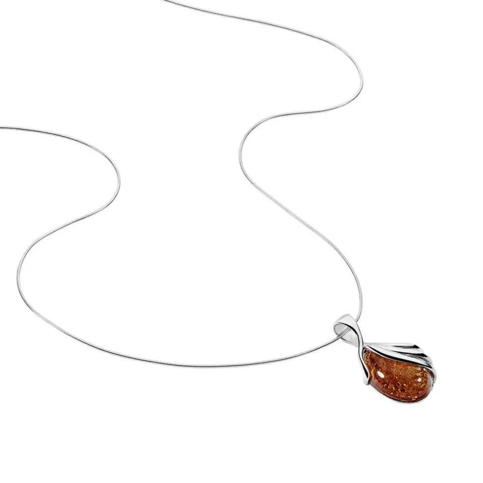 Collier Argent Blanc Aleina Ambre