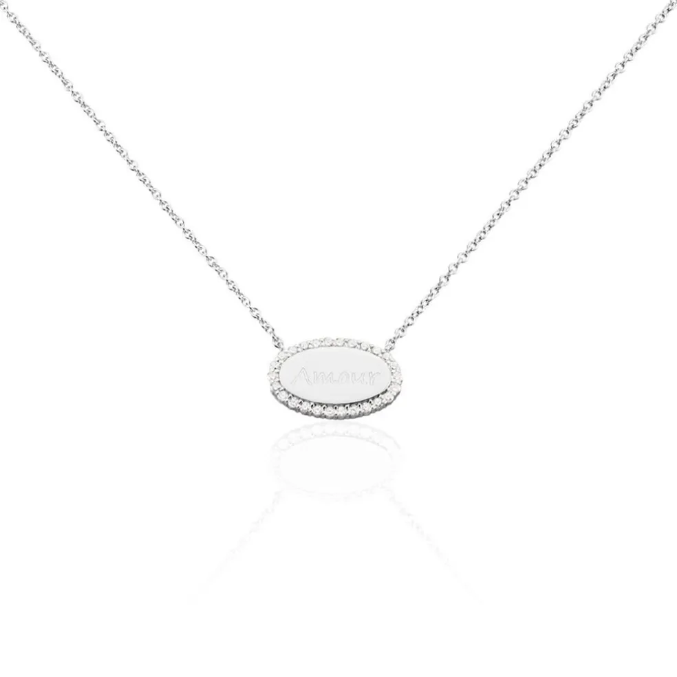 Collier Argent Blanc Ankur Oxydes De Zirconium