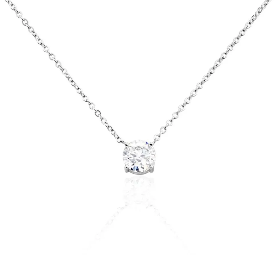 Collier Argent Blanc Aroha Oxyde De Zirconium