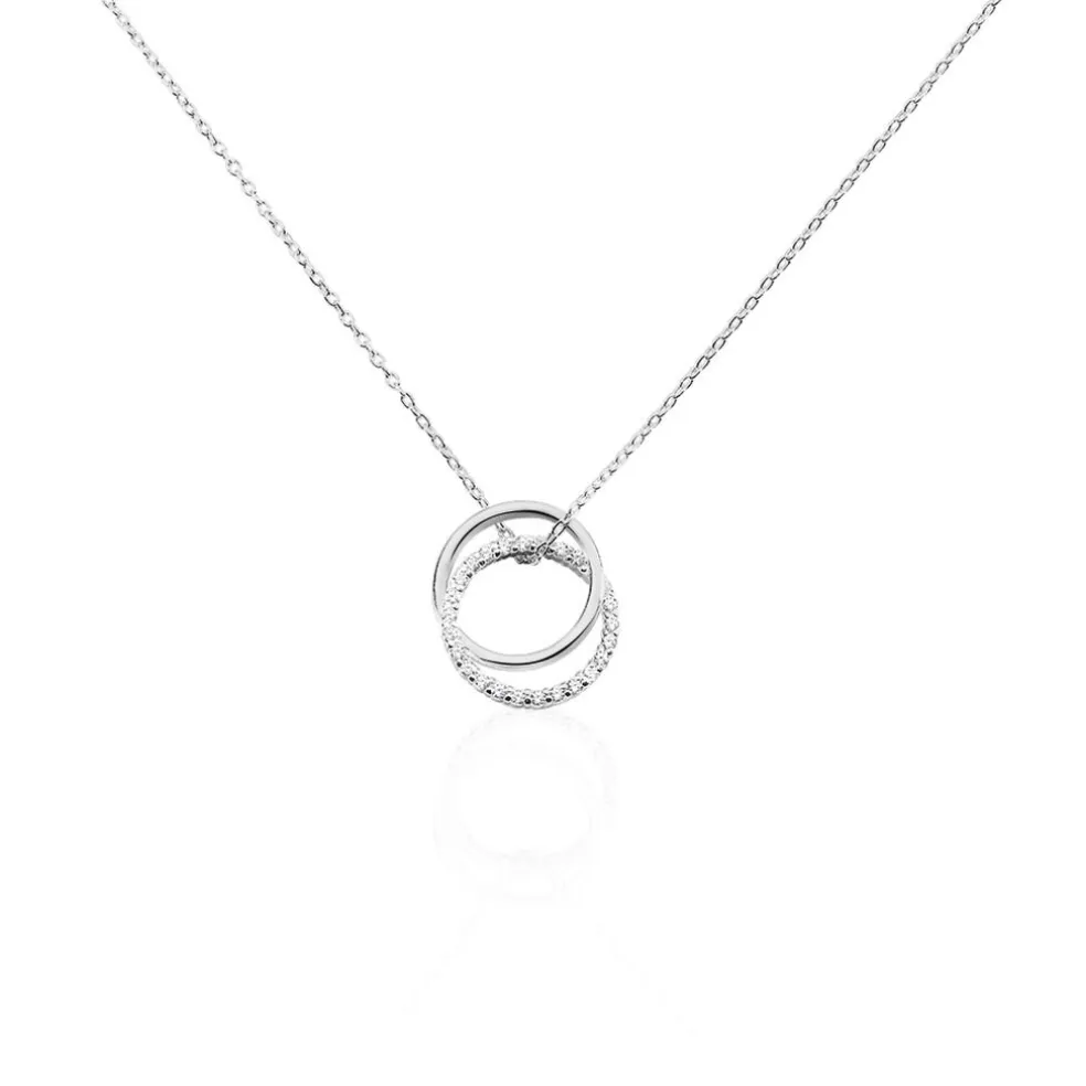 Collier Argent Blanc Circus Oxyde De Zirconium Maille