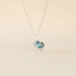 Collier Argent Blanc Clover Verre Oxydes De Zirconium