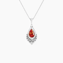 Collier Argent Blanc Doralyn Ambre