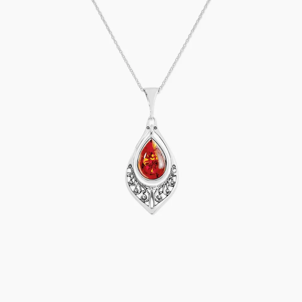 Collier Argent Blanc Doralyn Ambre