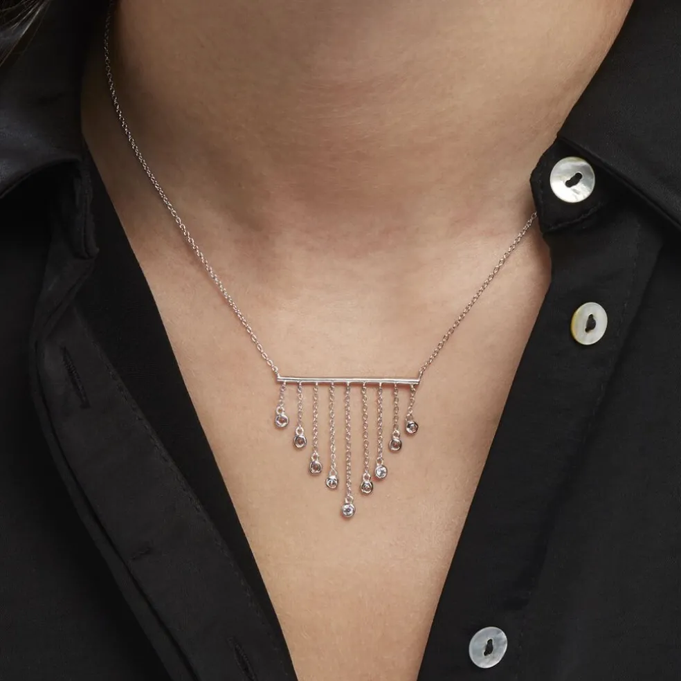 Collier Argent Blanc Edvard Oxydes De Zirconium