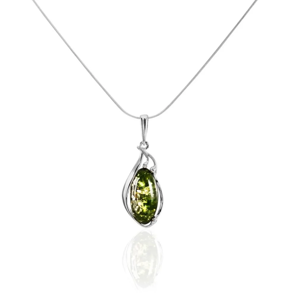 Collier Argent Blanc Elga Ambre