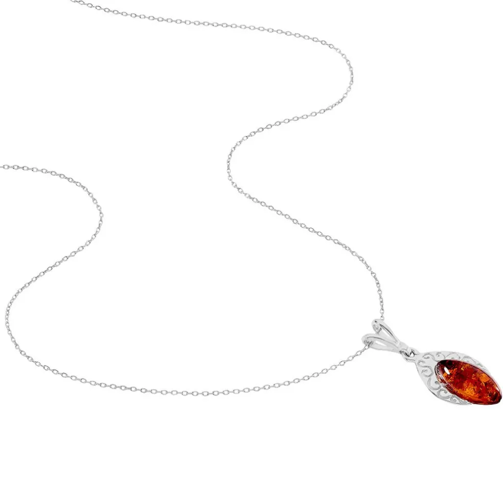 Collier Argent Blanc Enya Ambre